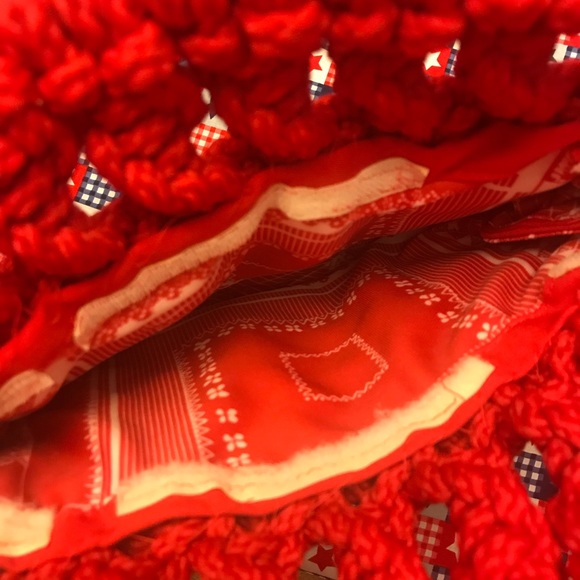 Red Macrame Open Weave Purse FREE SHIP - Picture 4 of 5